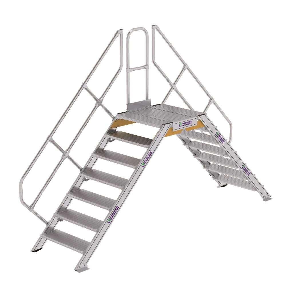 Roossien Aluminium brugtrap 2x7 treden (800mm), 45°