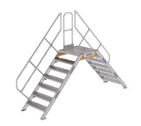 Roossien Aluminium brugtrap 2x7 treden (800mm), 45°