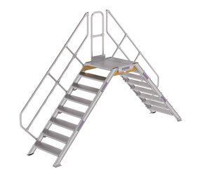 Roossien Aluminium brugtrap 2x8 treden (800mm), 45°