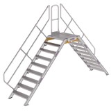 Roossien Aluminium brugtrap 2x9 treden (800mm), 45°