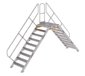 Roossien Aluminium brugtrap 2x9 treden (800mm), 45° Roossien Aluminium brugtrap 2x9 treden (800mm), 45°