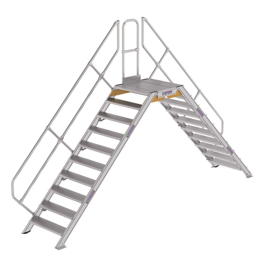 Roossien Aluminium brugtrap 2x10 treden (800mm), 45°