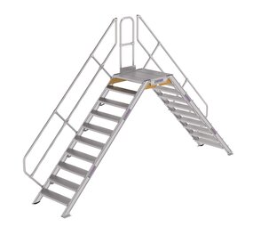 Roossien Aluminium brugtrap 2x10 treden (800mm), 45°
