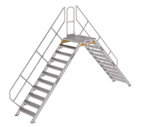 Roossien Aluminium brugtrap 2x11 treden (800mm), 45°