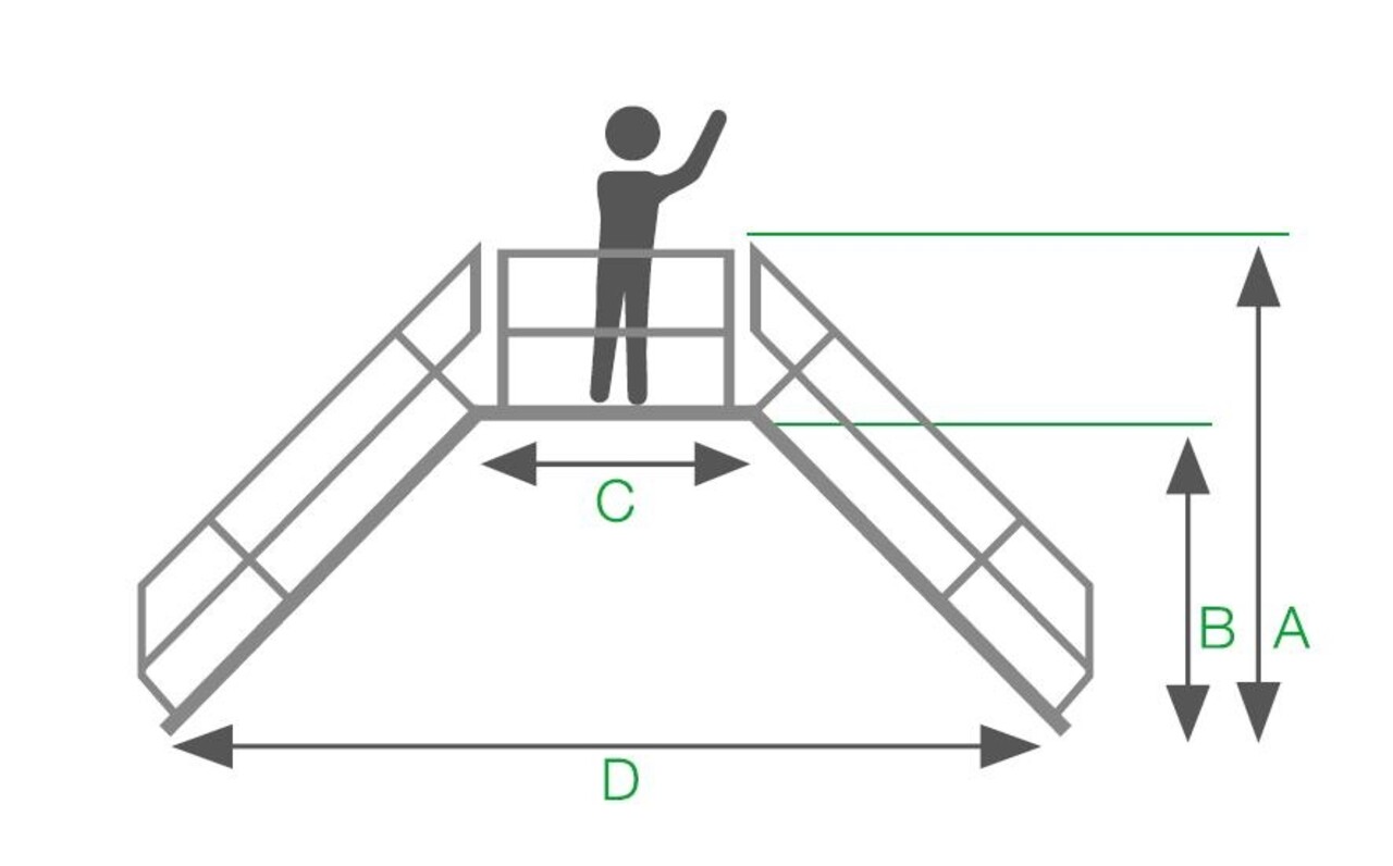 Roossien Aluminium brugtrap 2x3 treden (1.000mm), 45°