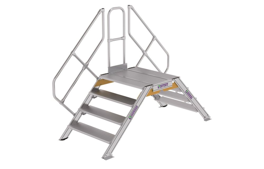 Aluminium brugtrap 45°, 2x4 treden (B=1.000mm)