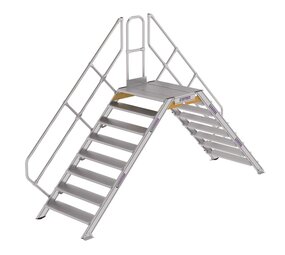 Roossien Aluminium brugtrap 2x8 treden (1.000mm), 45°