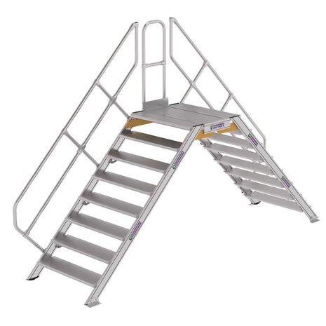Roossien Aluminium brugtrap 2x8 treden (1.000mm), 45°