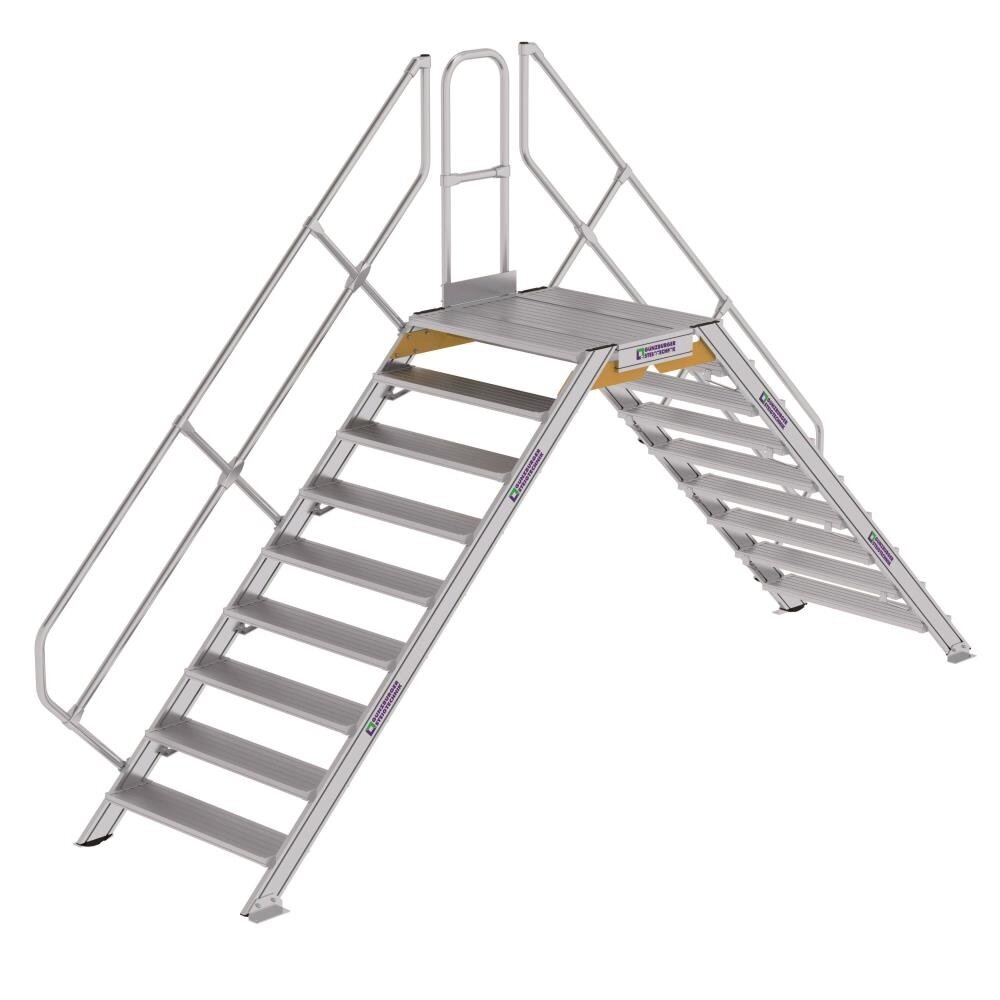 Roossien Aluminium brugtrap 2x9 treden (1.000mm), 45°