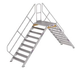 Roossien Aluminium brugtrap 2x9 treden (1.000mm), 45°