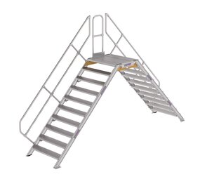 Roossien Aluminium brugtrap 2x10 treden (1.000mm), 45°