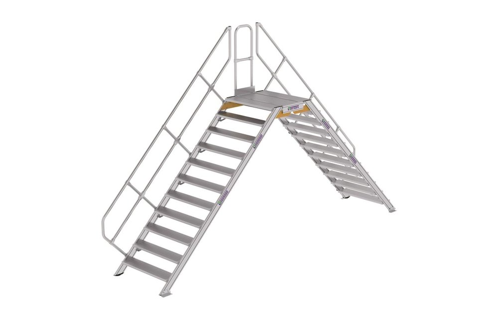 Aluminium brugtrap 45°, 2x11 treden (B=1.000mm)