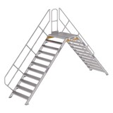 Roossien Aluminium brugtrap 2x11 treden (1.000mm), 45°