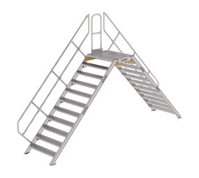 Roossien Aluminium brugtrap 2x11 treden (1.000mm), 45° Roossien Aluminium brugtrap 2x11 treden (1.000mm), 45°