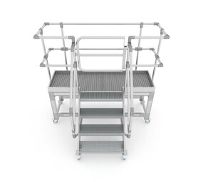 Roossien Verrijdbare platformtrap met extra breed bordes Roossien Verrijdbare platformtrap met extra breed bordes