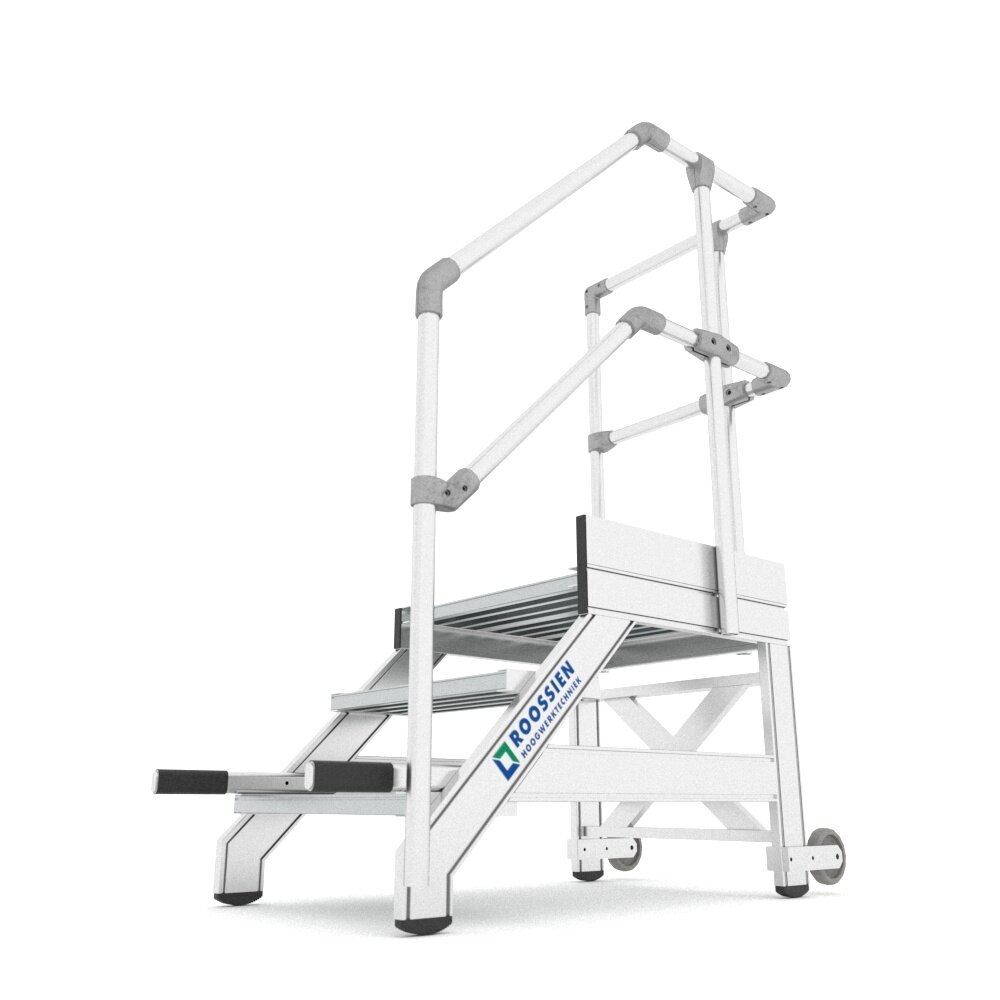 Roossien 'Kruiwagen' plateau trap met handvaten Roossien 'Kruiwagen' plateau trap met handvaten