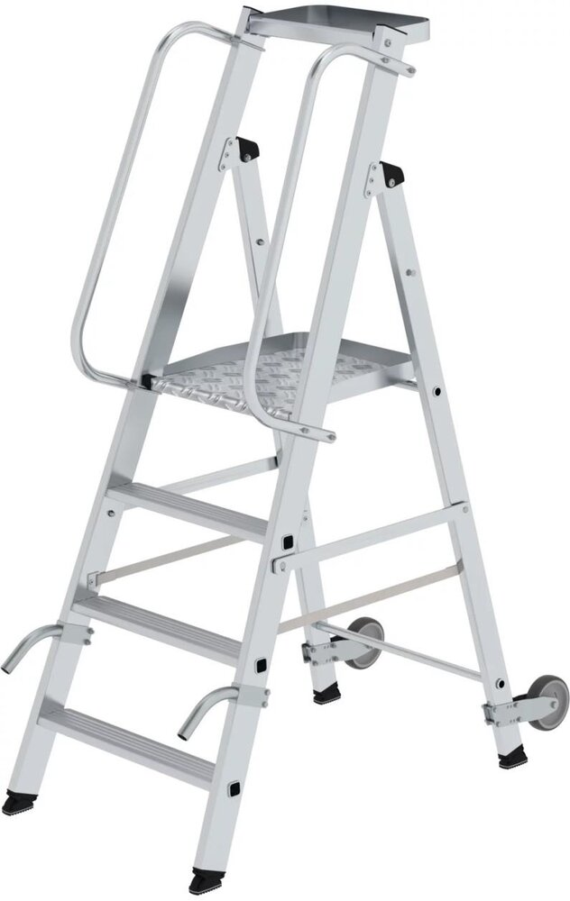 Munk Verrijdbare platformtrap met 4 treden en leuning Munk Verrijdbare platformtrap met 4 treden en leuning