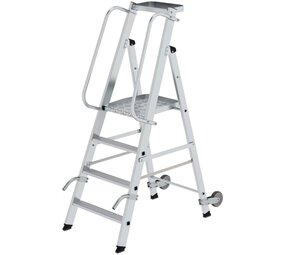 Munk Verrijdbare platformtrap met 4 treden en leuning Munk Verrijdbare platformtrap met 4 treden en leuning