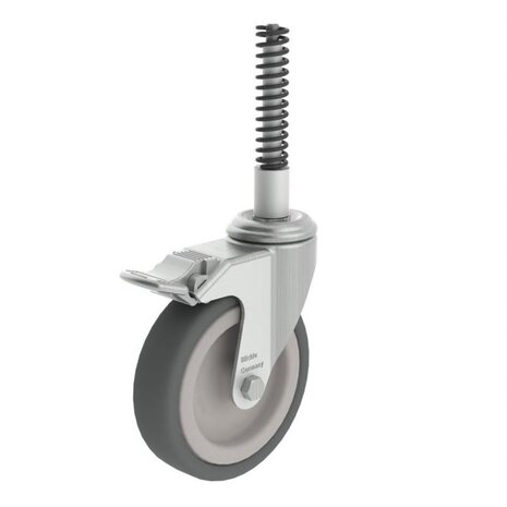 Munk Wiel met drukveer voor bordestrap, met rem, Ø 125mm Munk Wiel met drukveer voor bordestrap, met rem, Ø 125mm