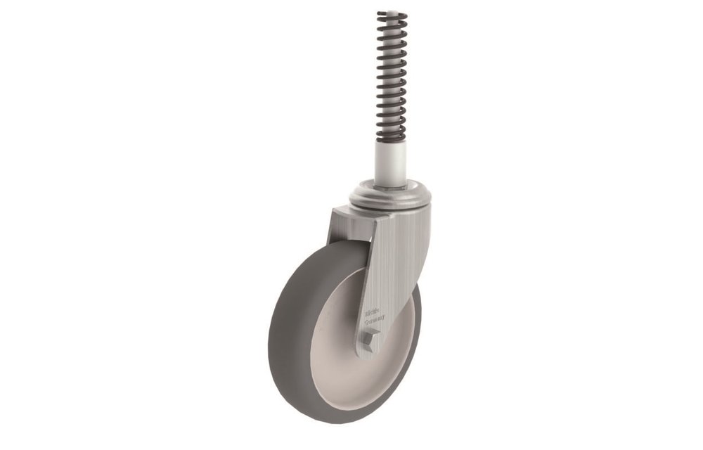 Wiel met drukveer voor bordestrap, zonder rem, Ø 125mm