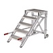 Roossien Verrijdbare plateautrap, 5 roostertreden en handgrepen (600mm breed)