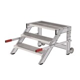 Roossien Verrijdbare plateautrap, 3 roostertreden en handgrepen (800mm breed)