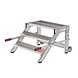 Roossien Verrijdbare plateautrap, 3 roostertreden en handgrepen (800mm breed)