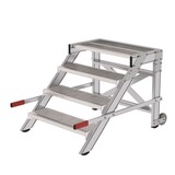 Munk Verrijdbare plateautrap, 4 roostertreden en handgrepen (800mm breed)