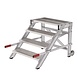 Roossien Verrijdbare plateautrap, 4 roostertreden en handgrepen (800mm breed)