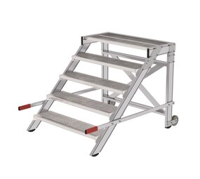 Munk Verrijdbare plateautrap, 5 roostertreden en handgrepen (1.000mm breed) Munk Verrijdbare plateautrap, 5 roostertreden en handgrepen (1.000mm breed)