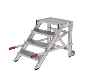 Munk Verrijdbare plateautrap, 4 treden en handgrepen (600mm breed) Munk Verrijdbare plateautrap, 4 treden en handgrepen (600mm breed)