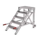Roossien Verrijdbare plateautrap, 5 treden en handgrepen (600mm breed)