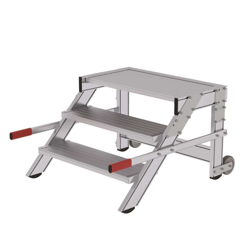 Roossien Verrijdbare plateautrap, 3 treden en handgrepen (800mm breed)