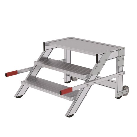 Roossien Verrijdbare plateautrap, 3 treden en handgrepen (800mm breed)