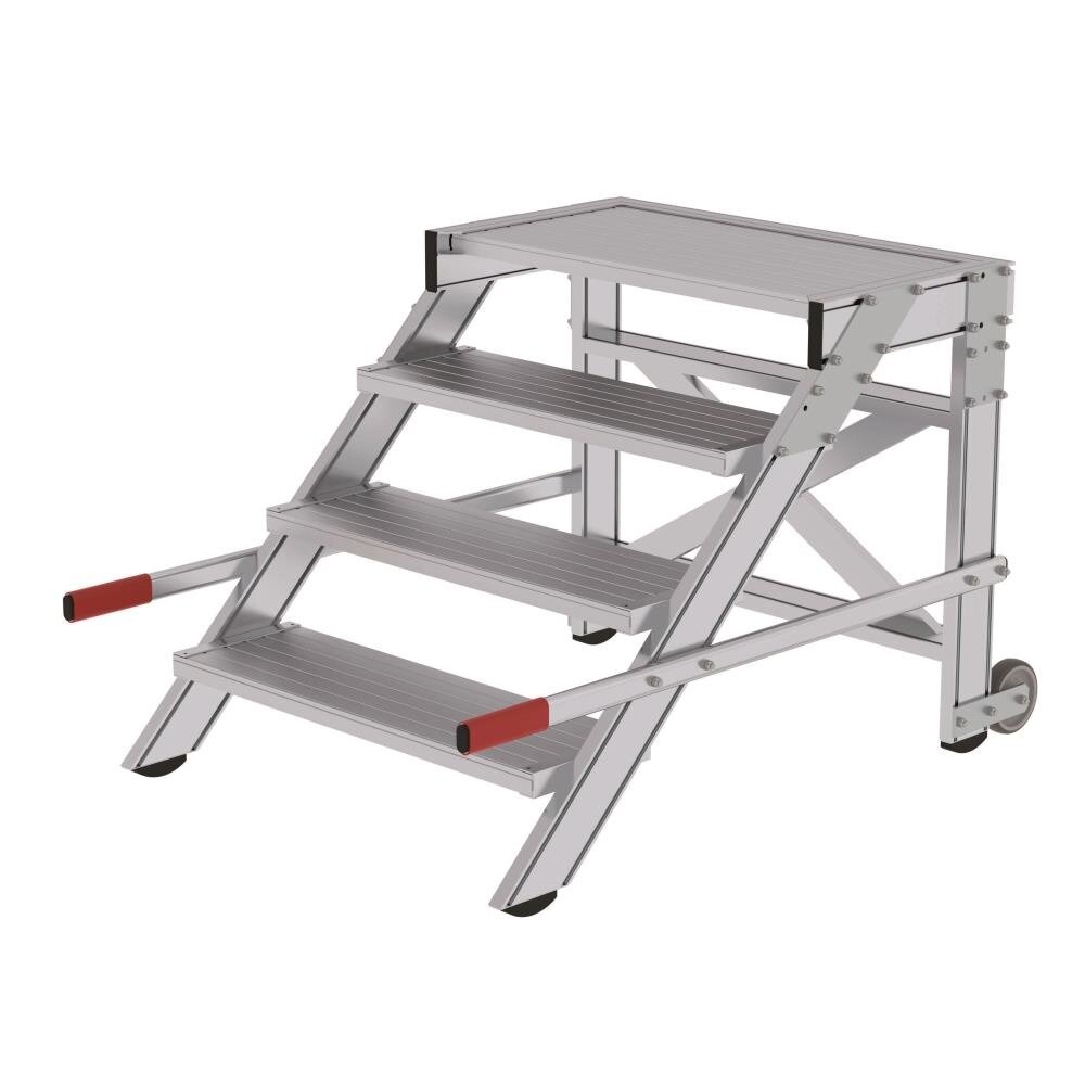 Roossien Verrijdbare plateautrap, 4 treden en handgrepen (800mm breed)