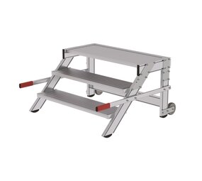 Munk Verrijdbare plateautrap, 3 treden en handgrepen (1.000mm breed)