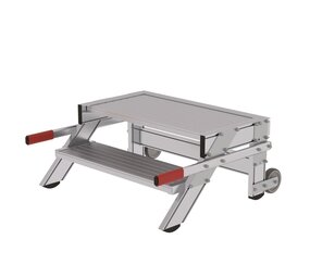 Roossien Verrijdbare plateautrap, 2 treden en handgrepen (800mm breed)