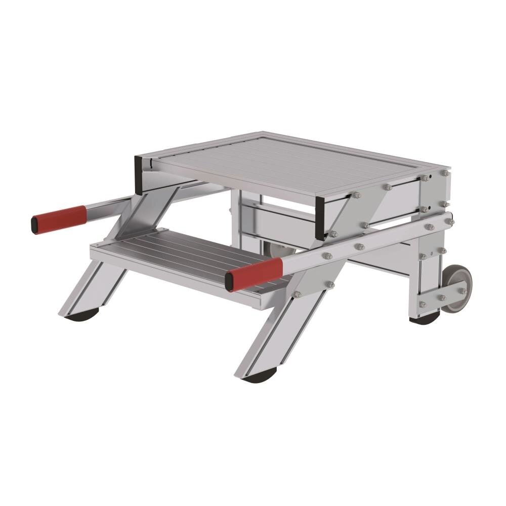 Munk Verrijdbare plateautrap, 2 treden en handgrepen (600mm breed)
