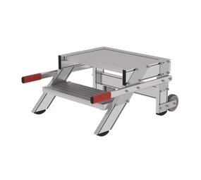 Munk Verrijdbare plateautrap, 2 treden en handgrepen (600mm breed)