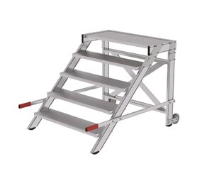 Roossien Verrijdbare plateautrap, 5 treden en handgrepen (1.000mm breed)