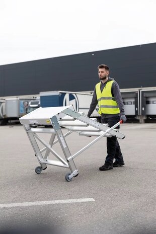 Roossien Verrijdbare plateautrap, 5 treden en handgrepen (800mm breed)