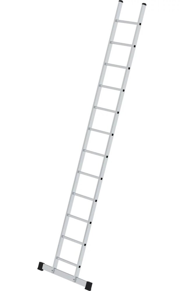 Roossien Aluminium enkele ladder, 12 sporten met stabilisatiebalk