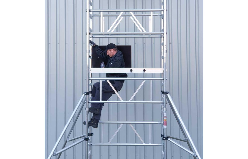 Aluminium eenpersoons steiger 750x1.200 - 6,2m werkhoogte
