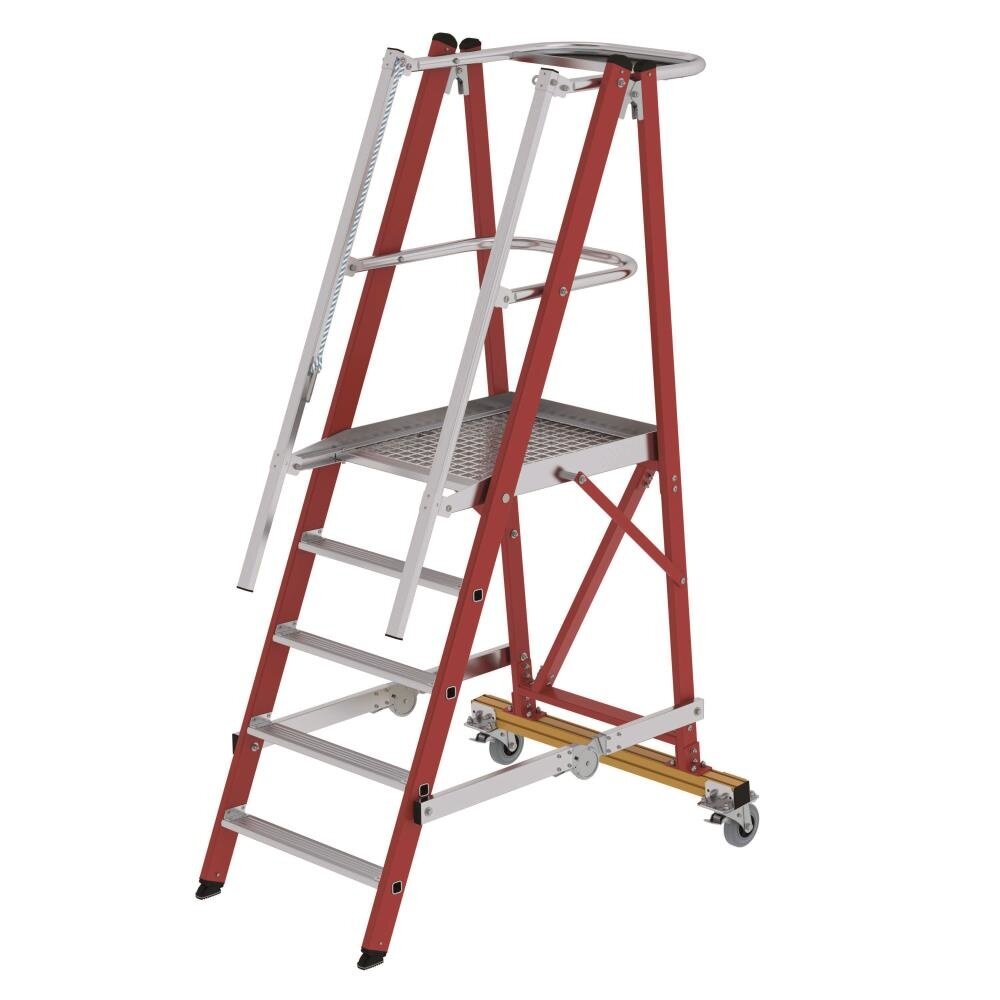 Roossien Kunststof verrijdbare platformtrap 5 treden, vouwbaar