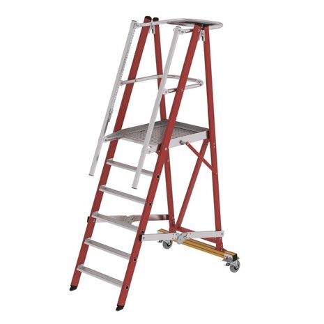 Roossien Kunststof verrijdbare platformtrap 6 treden, vouwbaar