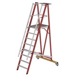 Roossien Kunststof verrijdbare platformtrap 8 treden, vouwbaar