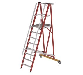 Roossien Kunststof verrijdbare platformtrap 8 treden, vouwbaar