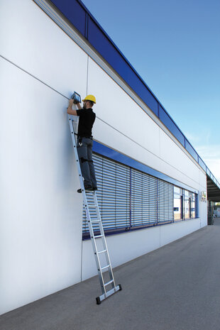 Munk Aluminium enkele ladder, 12 sporten met stabilisatiebalk Munk Aluminium enkele ladder, 12 sporten met stabilisatiebalk