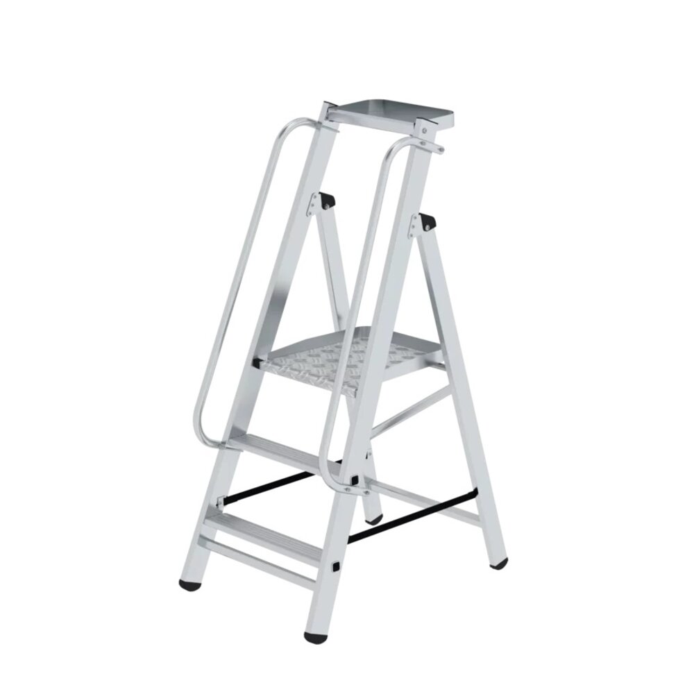 Roossien Aluminium platformtrap met leuning en plateau, 3 treden