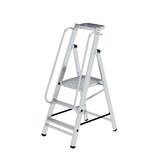 Munk Aluminium platformtrap met leuning en plateau, 3 treden